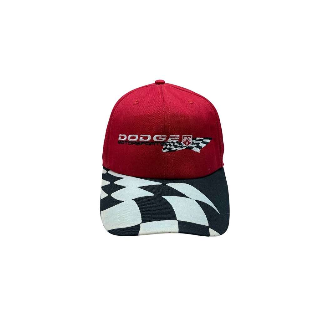 Dodge Motorsports Racing Hat Unisex Red Checkered Flag‎ Snapback OSFM